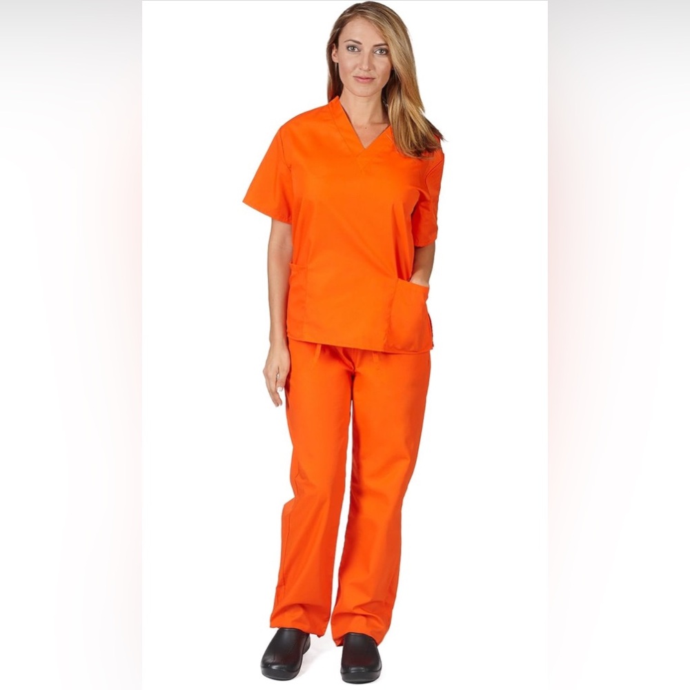 Bright Orange Scrub Set